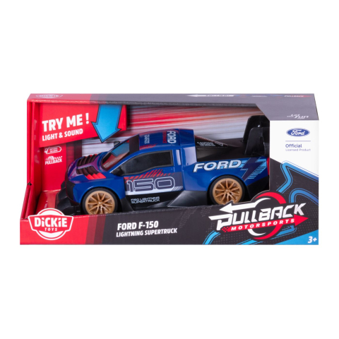 Vehicule și mașinuțe - DICKIE TOYS PULL BACK MOTORSPORTS MASINA FORD F 150 LIGHTNING SUPERTRUCK CU LUMINI SI SUNETE 28CM