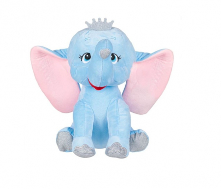 Jocuri si articole copii - Elefant de Plus cu Coronită, Albastru, 32 cm