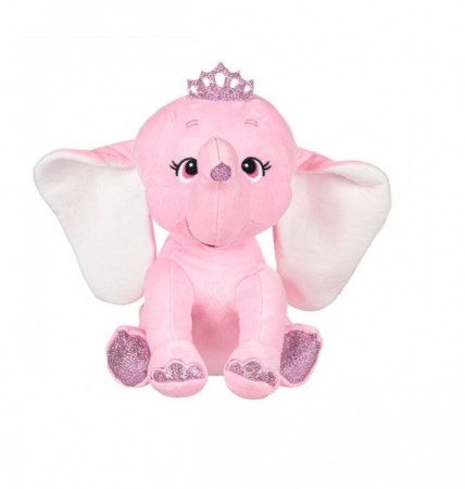 Jocuri si articole copii - Elefant de Plus cu Coronită, Roz, 32 cm