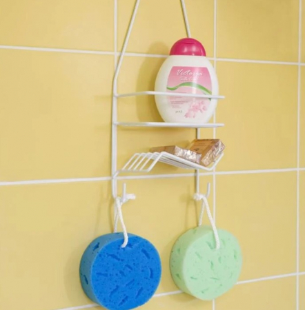 Etajera pentru dus cu 2 rafturi si 2 carlige pentru burete  [1]