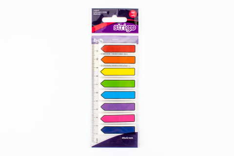 Papetarie & Birotica - Etichete Indexare Strigo Adezive, 8 Paduri, 120 File, Neon, 45×12 mm