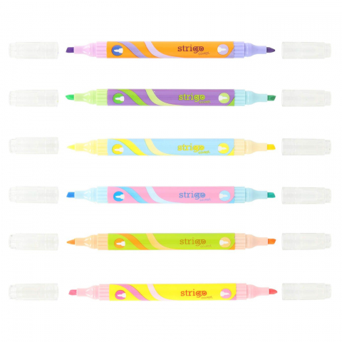 Evidențiator Strigo 2 în 1, 6 culori neon + 6 pastel [2]