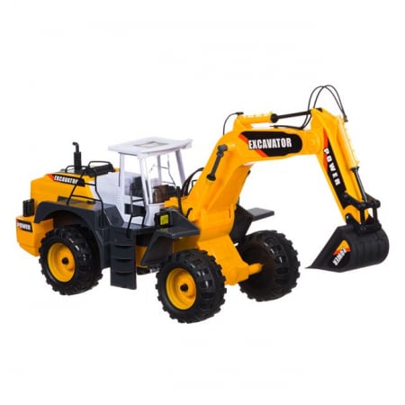 Masinute si vehicule cu telecomanda - Excavator gigant pe roti cu sunet si lumini