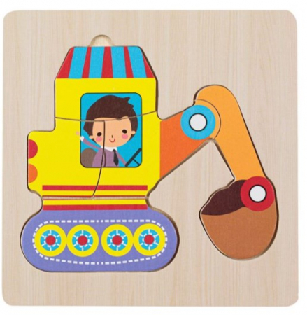 Puzzle - Excavator Puzzle Lemn