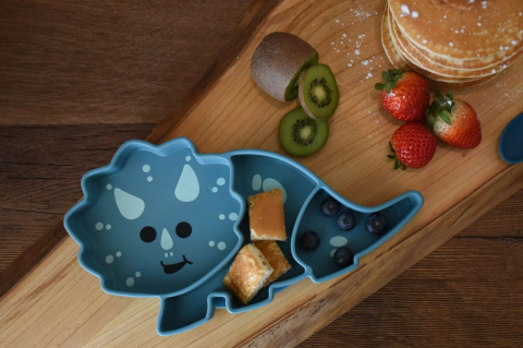 FARFURIE COMPARTIMENTATA DIN SILICON CU VENTUZA, MELII LUXE, DINOZAUR [1]