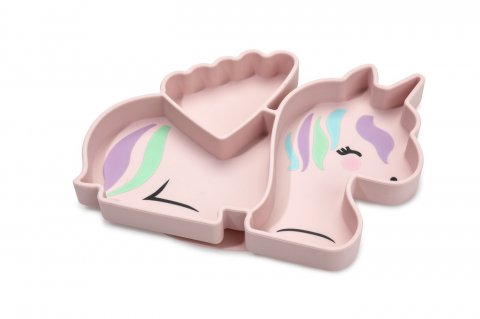 Farfurie cu 3 compartimente si ventuza din silicon,model unicorn [1]