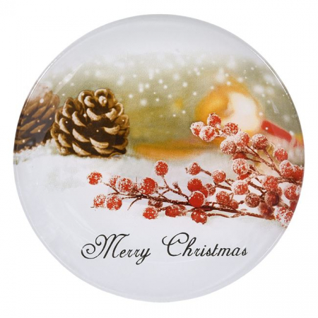 Articole pentru Craciun - Farfurie desert Merry Christmas