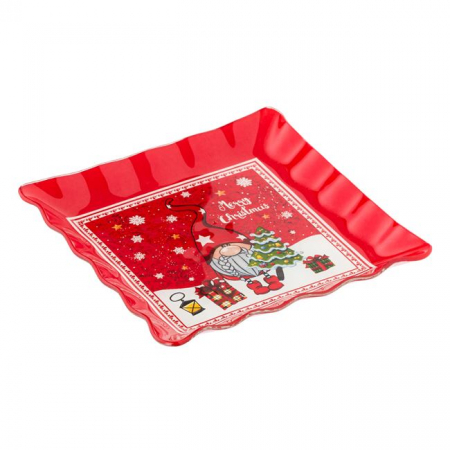 Farfurie patrata desert cu margine ondulata Gnom [1]