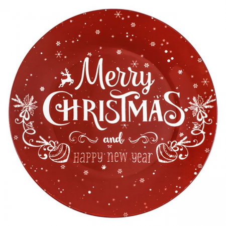 Farfurii - Farfurie pentru servire mesaj Merry Christmas