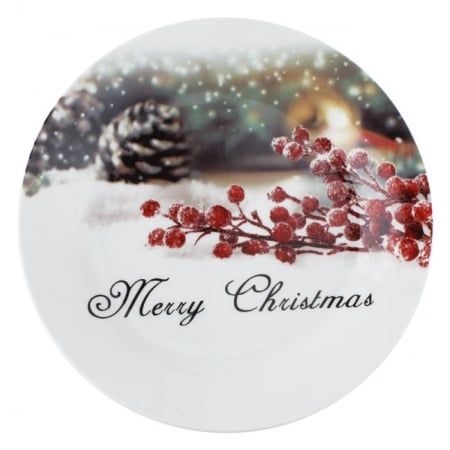 Articole Bucatarie - Farfurie pentru servire Mesaj Merry Christmas