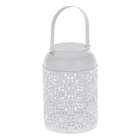 Casa si gradina - Felinar decorativ cu maner,model flori perforate,metal,12x19 cm