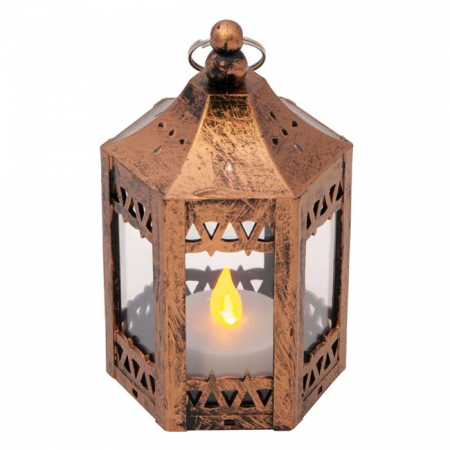 Felinar hexagonal decorativ cu lumanare led [1]