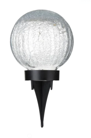Felinare, stalpi si lampi solare - Felinar solar in forma de  glob din sticla crackle Ø15 cm, transparent