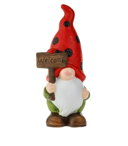 Decoratiuni interioare - Figurina decorativa pentru gradina Spiridus Welcome, ceramica, 14x10x30 cm