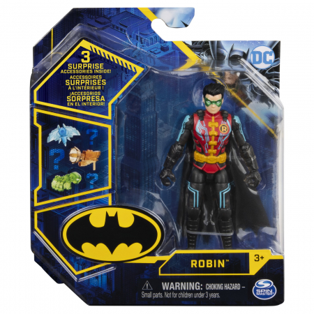 Figurine cu eroi si personaje - Figurina robin cu costum tech si articulata 10cm cu 3 accesorii surpriza