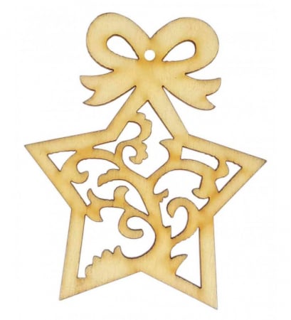 Figurina stea cu fundita din lemn pentru activitati crafts [1]
