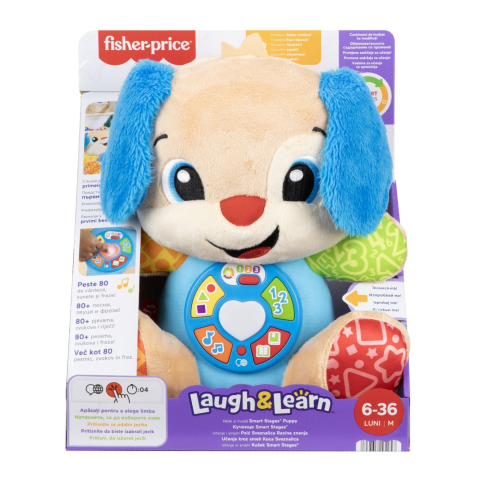 Jucarii de sortat si motricitate - FISHER PRICE CATEL INTERACTIV CU URECHI ALBASTRE RADE SI INVATA