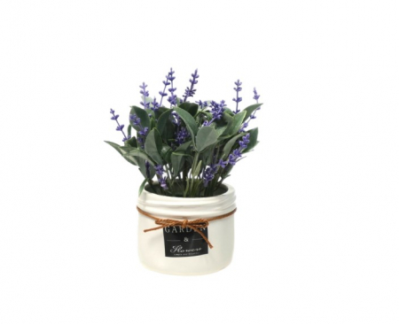 Decoratiuni - Floare artificiala decorativa Lavanda in ghiveci ceramic