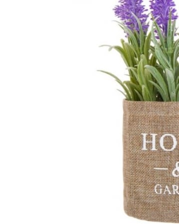 Flori de lavanda artificiale decorative in ghiveci acoperit cu panza de iuta [4]