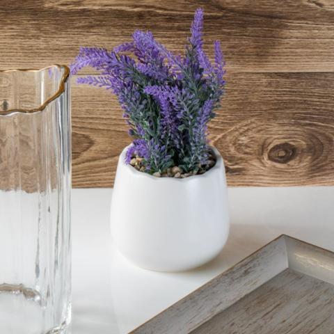 Flori de lavanda artificiale decorative in ghiveci ceramic,11x24 cm [1]