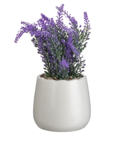 Flori si Plante artificiale - Flori de lavanda artificiale decorative in ghiveci ceramic,11x24 cm