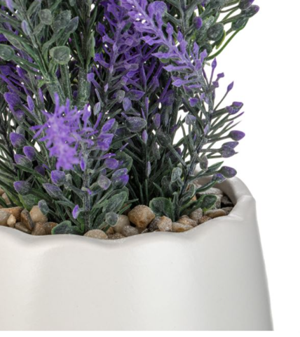 Flori de lavanda artificiale decorative in ghiveci ceramic,11x24 cm [3]