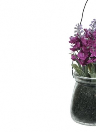 Flori de lavanda artificiale in ghiveci tip borcan cu agatatoare [3]