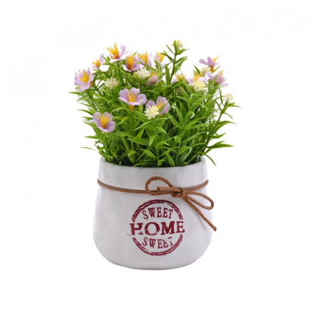 Decoratiuni - Floricele artificiale decorative in ghiveci ceramic Sweet home