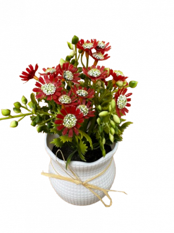 Floricele artificiale in ghiveci alb din plastic, 10x24 cm [1]