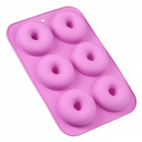 Forme Silicon pentru prăjituri,brioșe și jeleuri - Forma de copt cu 6 locuri design gogosi din silicon,mov,25.5x18 cm