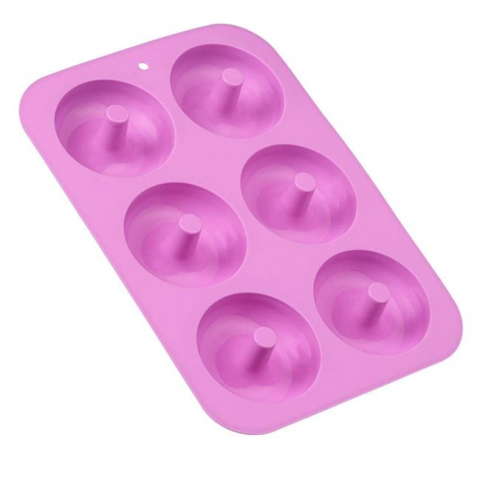 Forma de copt cu 6 locuri design gogosi din silicon,mov,25.5x18 cm [1]