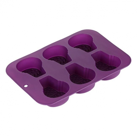 Forme Silicon pentru prăjituri,brioșe și jeleuri - Forma de copt cu 6 locuri design inghetata din silicon,mov,25x16.5 cm