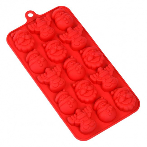 Articole pentru Craciun - Forma de copt din silicon cu 15 compartimente,modele Craciun,20x10x1.5 cm