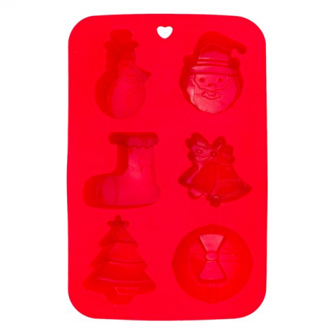 Forma de copt din silicon cu 6 compartimente,modele Craciun,26x17x2.5 cm [1]