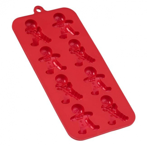 Forme Silicon pentru prăjituri,brioșe și jeleuri - Forma de copt din silicon cu 8 compartimente Gingerbread-Man,rosu,21x10 cm