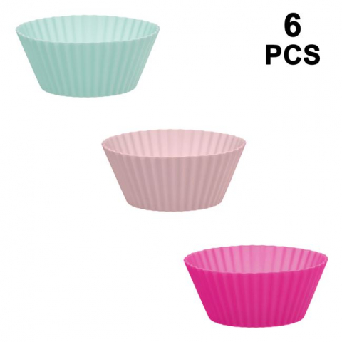 Forme Silicon pentru prăjituri,brioșe și jeleuri - Forma de copt din silicon,diverse culori,6 bucati/set,7x3 cm