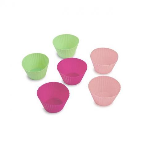 Forme Silicon pentru prăjituri,brioșe și jeleuri - Forma de copt din silicon,diverse culori,6 bucati/set,9x5 cm