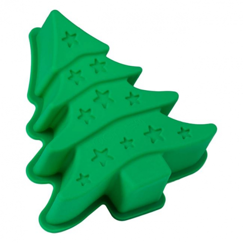 Articole pentru Craciun - Forma de copt din silicon in forma de Brad,verde,14x15x4 cm