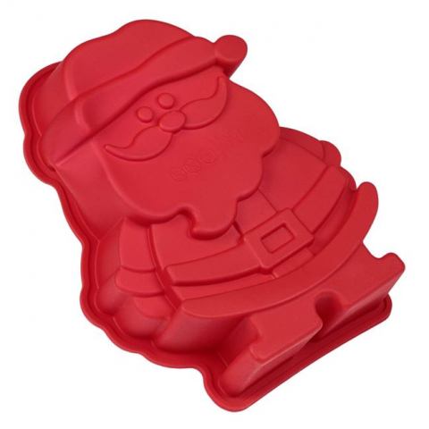 Articole pentru Craciun - Forma de copt din silicon Mos Craciun,rosu,14x16x4 cm