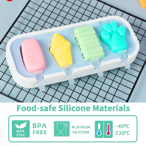 Forma de silicon pentru inghetata,4 compartimente,diverse culori, 24x10 cm [1]