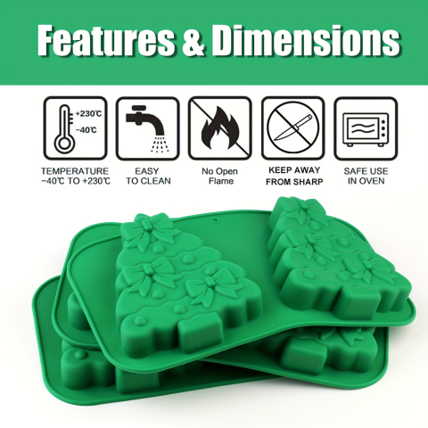 Forma din silicon cu 2 compartimente, design bradut,27x15 cm,diverse culori [6]