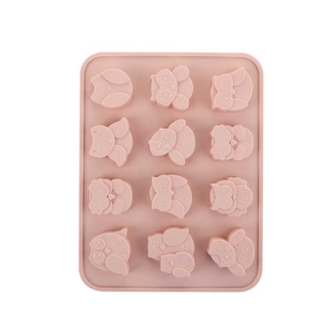 Forma din silicon pentru biscuiti, bomboane,jeleuri, model bufnite,diverse culori,12 alveole,19x14 cm [2]