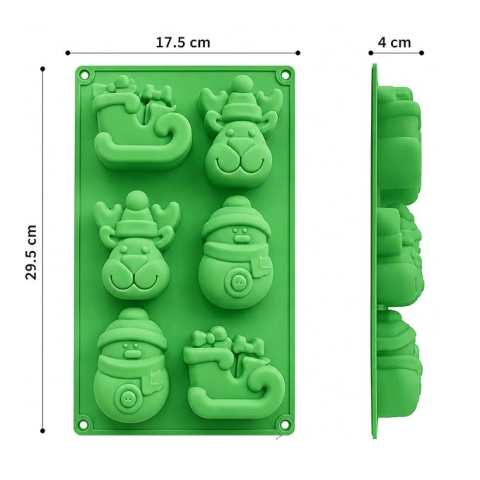 Forma din silicon pentru biscuiti Craciun, 6 compartimente, 29x17 cm, diverse culori [1]