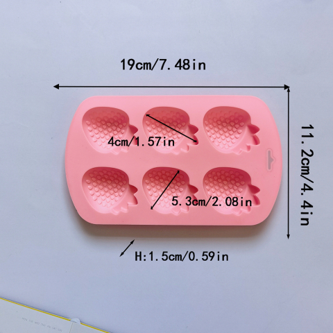 Forma din silicon pentru bomboane, forma capsuna, 6 alveole,diverse culori,19x11x1.5 cm [3]