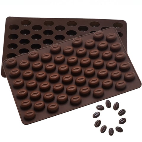Forme Silicon pentru prăjituri,brioșe și jeleuri - Forma din silicon pentru bomboane, model boabe de cafea, 18x11x1 cm