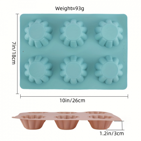 Forma din silicon pentru briose,6 alveole,26x18x3 cm, diverse culori [2]