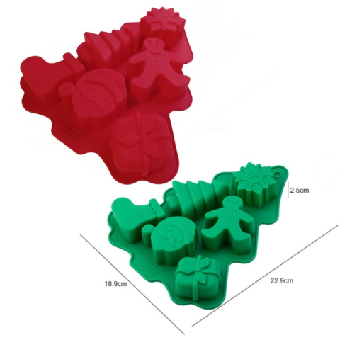 Forma din silicon pentru briose Craciun, 6 compartimente, 22.9x18.9 cm,diverse culori [2]