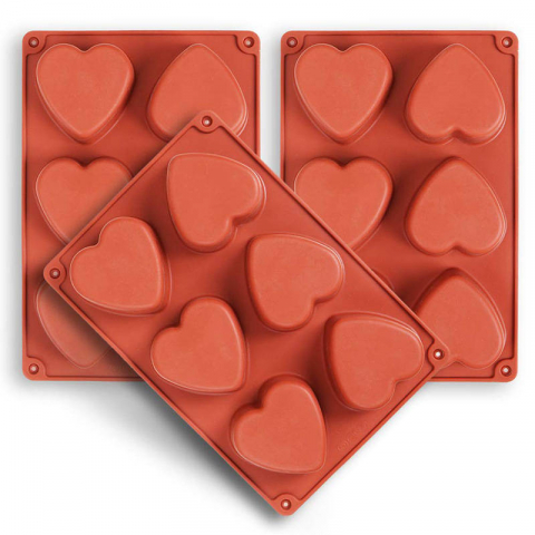 Forma din silicon pentru briose si biscuiti, design inima, 6 alveole,26x18x3.5 cm [6]
