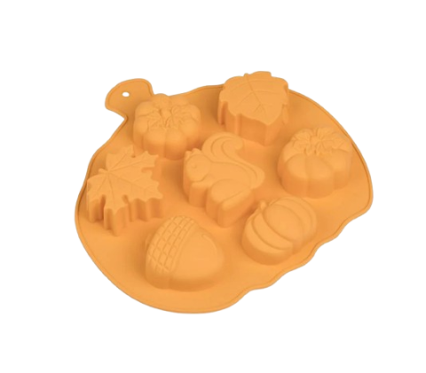 Forme Silicon pentru prăjituri,brioșe și jeleuri - Forma din silicon pentru briose Toamna, 7 compartimente, 26x22.5 cm