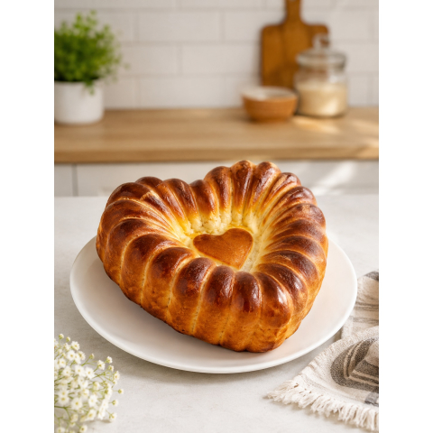 Forma din silicon pentru cozonac, paine si blat tort, BPA Free, model inima, 28x26x7 cm,diverse culori [4]